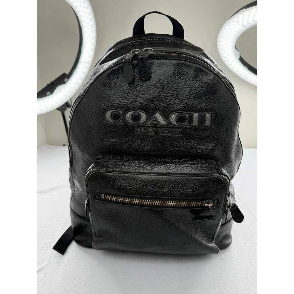 Coach West Brown Pebbled Leather Laptop Backpack F37802